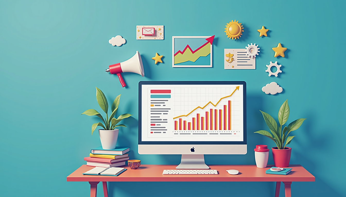 Un banner publicitar colorat, printat, agățat pe o clădire, promovând servicii de print bannere.